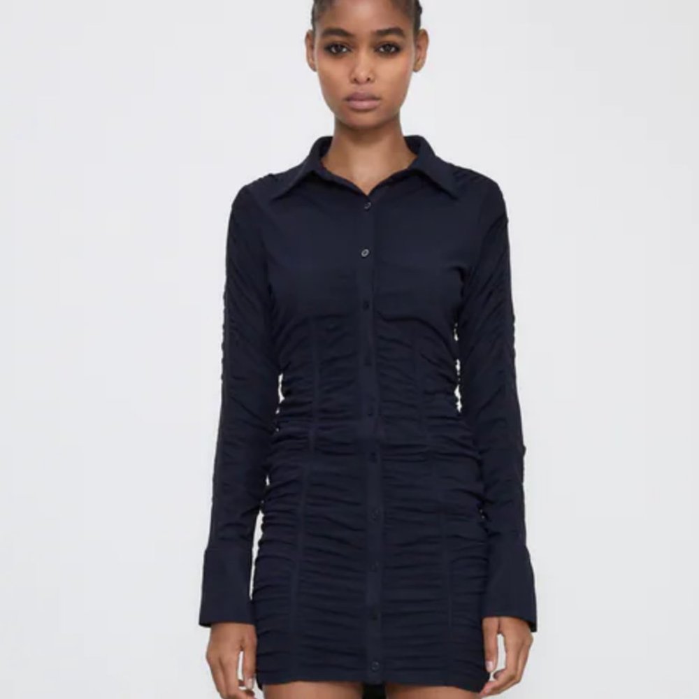 *NWT* Zara DRAPED DRESS in Navy 8416/718/490